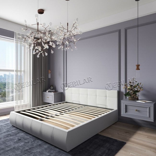 Кровать двуспальная Венера 1 160х200 БМ белая экокожа