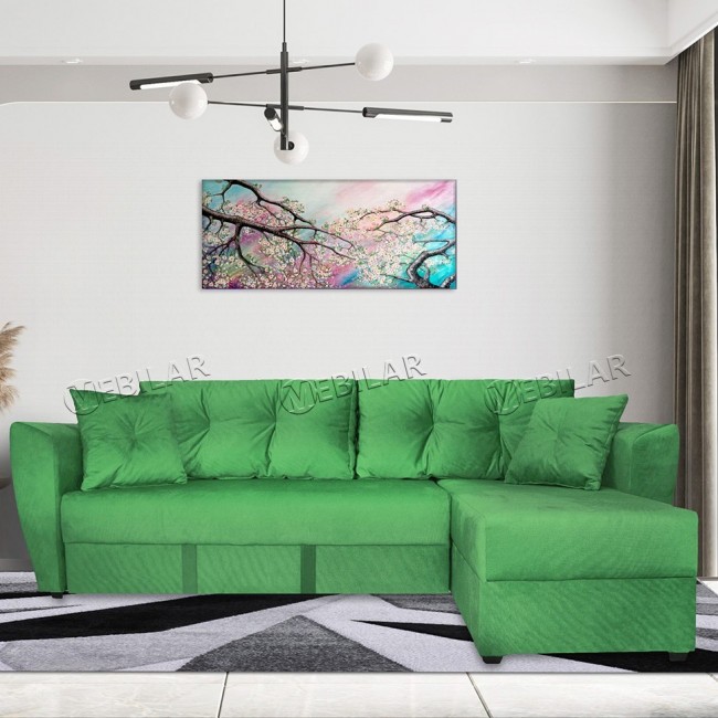 Диван угловой Амстердам еврокнижка люкс 160x200 см зеленый
